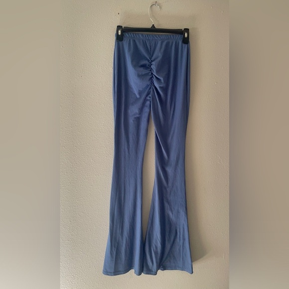 Blue Relaxed Fit ribbed flare Leggings - Picture 8 of 8